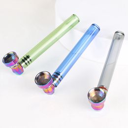 Latest Colourful Pyrex Thick Glass Pipes Portable Removable Dry Herb Tobacco Spoon Metal Philtre Screen Bowl Smoking Bong Holder Innovative Waterpipe Hand Tube DHL