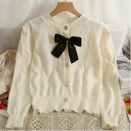 Women's Knits Korean Fashion Sweet Knitted Cardigan Women Knit Sweater Coat Autumn Winter Female Pull Femme Jumper For Girls