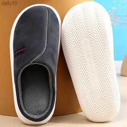 With Fur Lined Men Home Shoes Winter Suede Warm Slippers Indoor House Shoes for Man Half Slippers High Quality Large Size 36-45 L230704