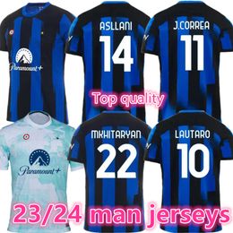 Fans soccer jerseys LAUTARO LUKAKU final 2023 2024 BASTONI Calhanoglu milanS DIMARCO THURAM FRATTESI ASLLANI Barella inter 23 24 Football mAn Shirts