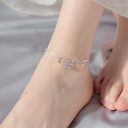 Anklets 925 Sterling Silver Geometric Shape Tassel Anklet Fashion Simple Temperament Birthday Gift For Women Fine Jewellery