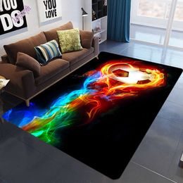 Carpets Nordic 3D Printing Bedroom Decor Carpet Flame football Gothic Large Carpets Modern Kids Room play Area Rugs Child Floor Mat/Rug R230717