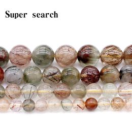 Bracelets Superior Quality Natural Rutilated Quartz Hair Crystal Stone Beads Diy Loose Beads for Jewellery Making Bracelet Accessories