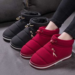Slippers 2023 Winter Woman Indoor Slippers Platform Sole Couples Waterproof Flock Shoes Warm Plush Home Slides Soft Comfy Ladies Footwear L230717
