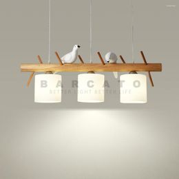 Pendant Lamps Nordic Personality Bird Restaurant Chandelier Wooden Dinning Room Lights Bar Cafe Hanging Lamp Kitchen Island Lighting