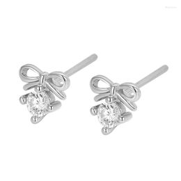 Stud Earrings S925 PURE Silver CONTRACTED Mini BOW-TIE Temperament FEMALE Jewelry