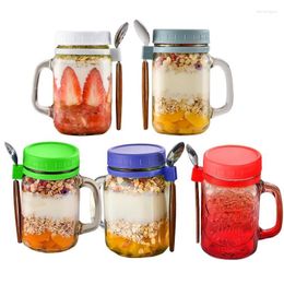 Storage Bottles Overnight Oats Jars Portable With Lid And Spoon Large Capacity Airtight Oatmeal Container Measurement Marks