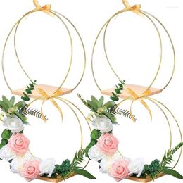 Decorative Flowers Wreath Ring With Wood Base Multipurpose Decoration Crafts Accessory