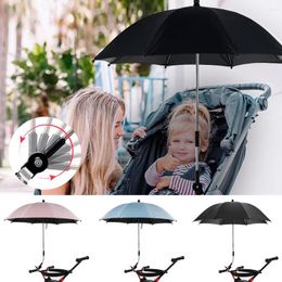 Umbrellas Pram Parasol Easy Open Wind-resistant Anti-UV Safety Baby Stroller Umbrella Rotatable Adjustable Fixture Compact-fold Sunshade
