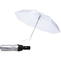 Umbrellas 2 Pcs Transparent Umbrella Rain Women Men Sun Auto Black Border & White