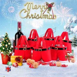 Santa Christmas Candy Bag Elf Elk Pants Treat Pocket Home Party Gift Decor Xmas Gift Holders Festival Accessories255h