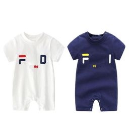 Lovely Baby Summer Brand Rompers Letters Printed Newborn Short Sleeve Jumpsuits Toddler Cotton Onesies Infant Clothes