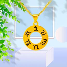 Pendant Necklaces Gold Colour Round Ancient Sanskrit Necklace For Women Party Anniversary Statement Engagement Jewellery Accessories Gift