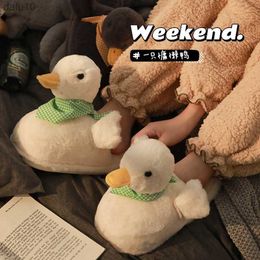 Warm Furry Cotton Slippers Women Men Winter Shoes Couple sIndoor Footwear Cute Cartoon Duck Soft Plush Ladies Home Floor Slides L230704