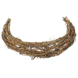 Decorative Flowers Grape Wood Natural Rattan Artificial Garland Circle Moon-shape Wreath DIY Flower Material Grapes