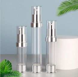 Storage Bottles 15ml20ml30ml Silver Airless Bottle Press Pump Lotion Emulsion Serum Hyaluronic Toner Foundation Skin Care Cosmetic Packing