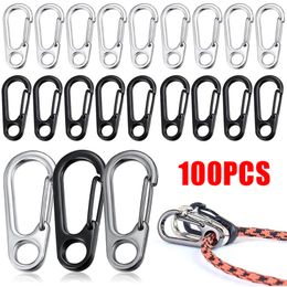 Keychains Lanyards 100pcs Lobster Clasp Buckle Keychain Mini Carabiners Outdoor Camping Hiking Buckle Alloy Spring Snap Hooks Clips Keychains Tool 230715