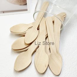 Disposable Wooden Spoon Mini Ice Cream Spoon Wood Coffee Spoons Western Dessert Scoop Wedding Party Tableware Kitchen Accessories TH0957