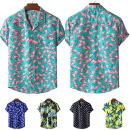 Men's T-Shirts Fashion Mens Hawaiian Summer Shirt Printed Short Sleeve Big Us Size Hawaii Flower Beach Floral Patterns For Male 230715