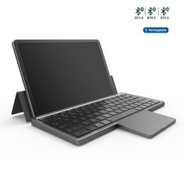 Keyboards Multi-Device Foldable Bluetooth Keyboard with Touchpad Rechargeable Wireless Keyboard with Touchpad Foldable Case for Ipad PC 230715