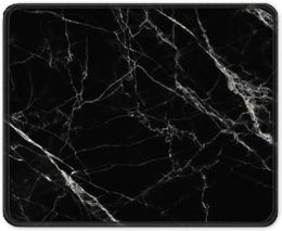 Black Crack Marble Mouse Pad Anti-Slip Rubber Mousepad with Durable Stitched Edges for Office Home Laptop Computer 11.8x9.8 Inch