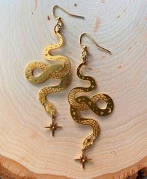 Stud Golden Colour Snake Earrings Fashion Earrings Gift for Her Gold Plated Brass Charms boho Earrings J230717