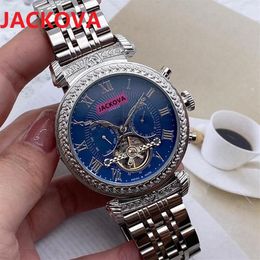 whole and retail Mens Automatic Machinery Watches 42mm Full Stainless Steel Classic Generous Engraved Flowers Drill Self-wind 2340