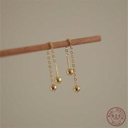 Stud 925 Sterling Silver Simple Gold Beads Screw Earrings for Women Korean Temperament Versatile Jewellery J230717