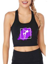 Women's Tanks Pole Dance Print Tank Top Gym Yoga Sports Workout Crop Gift Tops