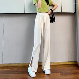 Women's Pants Plus Size Women White Slit Flare High Waist For Casual Fall Winter 2023 Fashion Woman Korean Style Trousers