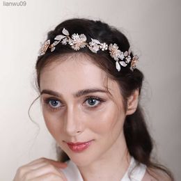 Luxury Bride Hair Accessories Silver And Gold Women Metal Flower And Leaf Hairband Guest Wedding Headdress Girl Jewellery L230704