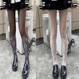 Women Socks Womens Summer 15D Elegant Thin Pantyhose Vintage Lace Embossed Pattern Jacquard Patchwork Sheer Tights Stockings Hosiery