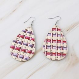 Dangle Earrings Rattan Weave Teardrop Leather Drop For Women Weaving Statement Summer Jewelry