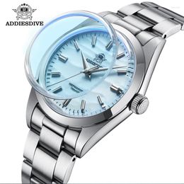 Wristwatches ADDIESDIVE 36MM Retro Quartz Watch For Men Luxury Stainless Steel AR Bubble Pot Cover Glass 100m Waterproof Reloj Hombre