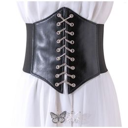 Belts Butterfly Chain Corset Girdle Women Court Style Waistband Faux Leather Slimming Body Shaping Wide Belt Clothing Accessorie