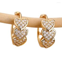 Hoop Earrings CAOSHI Stylish Daily Wearable Heart For Lady Fashion Gold Colour Bright Zirconia Accessories Engagement Party