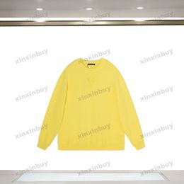 xinxinbuy Men women designer Sweatshirt Hoodie Paris emboss pattern Letter print knit sweater blue black green XS-XL