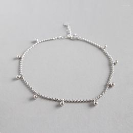 Anklets SLIM Women's Authentic 925 Sterling Silver Lucky BEADS Anklet Bracelet Box Chain Adjust Fine Jewelry C-YD1010