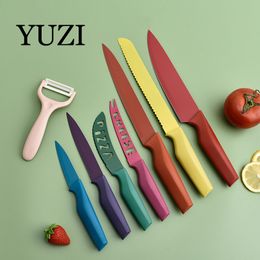 YUZI Colorful Imitation Seahorse 8-piece Kitchen Knife Set GRATER Fruit Knife Multifunctional Utility Gift Scissors
