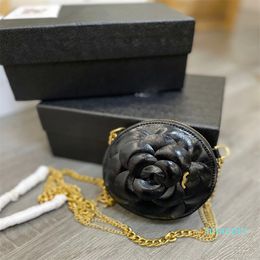 2023-luxurys Designer crossbody bag small coin bags womens black purse fashion shoulder bag luxurys Camellia flower shape Genuine leather chain bag 12*12cm