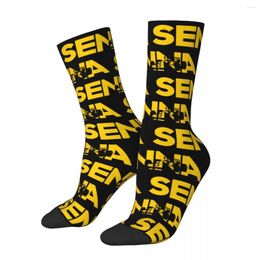 Men's Socks Autumn Winter Harajuku Unisex Ayrton Senna Motorcycles Sweat Absorbing Middle Tube