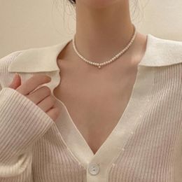 Pendant Necklaces Elegant Pearls Strand Choker Necklace White Bead Clavicle Chain Charm For Women Brides Collar Jewelry Accessories