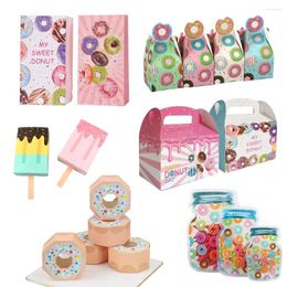 Gift Wrap Donuts Stickers Paper Boxes Candy Cookie Packaging Decor Bags For Kids Happy Birthday Wedding Festival DIY Party Supplies