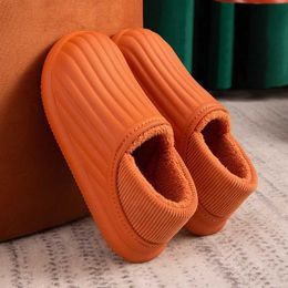 Slippers Winter Warm Plush Cotton Slippers Women Non Slip Waterproof Home Slides Woman Thick Sole Soft Indoor Couples Shoes Drop Ship L230717