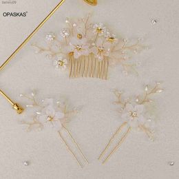 3pcs Floral Hair Comb Handmade Hairpin Fork Ushaped Wedding Hair Accessories Fashion Bride Tiaras Headdress Hair Jewellery Gifts L230704