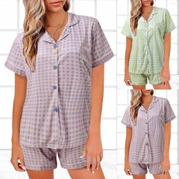 Women's Sleepwear Knit Pyjamas Women Set Satin Sexy Lingerie V Neck Shirt Shorts Nightwear Homewear Small Juniors