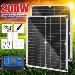 Batteries DC18V 200W Solar Panel Kit With 60A Controller USB 5V Power Charger Battery for Bank Camping Car Boat RV Plate 230715
