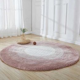 Carpets 120cm Large Round Rug Simple And Elegant Living Room Rug Bedroom Pink Rug Home Decoration Accessories Colour Gradient Pink Carpet R230717