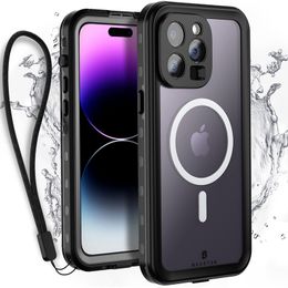Redpepper IP68 Waterproof Cases Built-in Magnet Magsafe Charger Full-Body Protective Shockproof Dirtproof Diving Swimming Case For iPhone 14 Pro Max 13 Plus