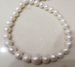 Chains Women Jewelry 12x15mm White Pearl Huge Beads Handmade Necklace Real Natural Freshwater Gift 42cm 17''